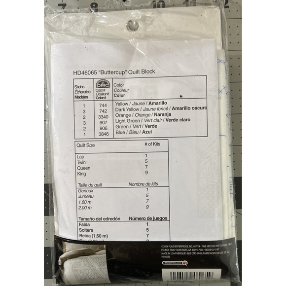 BUCILLA Stamped Cross Stitch Kit 46065 BUTTERCUPS QUILT BLOCKS KIT NEW - Picture 9 of 11